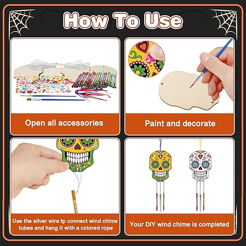 Miniatura 3 de Paquete de 30 carillones de viento para hacer tu propio carillón de viento de pescado, artes y manualidades de madera para niñas y niños, adornos