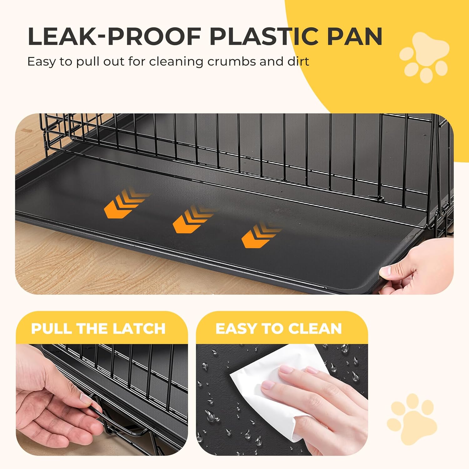 24 Inch Large Single Door Dog Crate for Pets with Divider Panel, Folding Metal Wire Kennel with Leak-Proof Tray, Secure Latches for Small Dogs, Ideal for Training & Travel