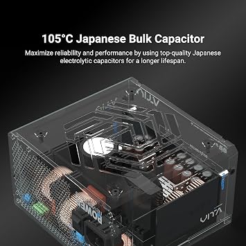 FSP VITA GM 850W Power Supply, 80 Plus Gold, ATX3.1 PCIe 5.1 Ready PSU | Native 12V-2x6 Connector, 105C-Rated Japanese Capacitors, LLC Topology, Fully Modular, VITA-850GM
