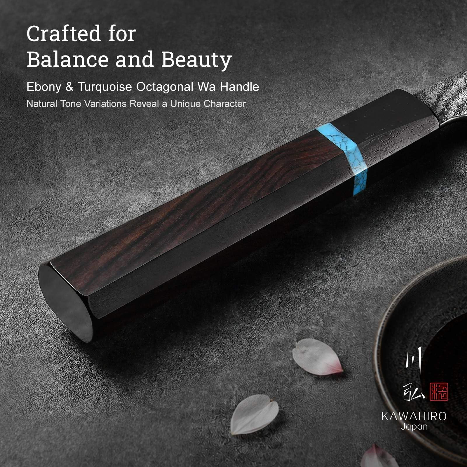 KAWAHIRO Japanese Chef Knife 8.27", Hand Forged VG10 Damascus Kitchen Knife — Amazon image 5