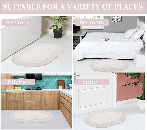 Miniatura 6 de Home Weavers Double Ruffle Collection - Juego de alfombras de baño 100 % algodón, lavables, extrasuaves y absorbentes, tapete de cocina, tapete de