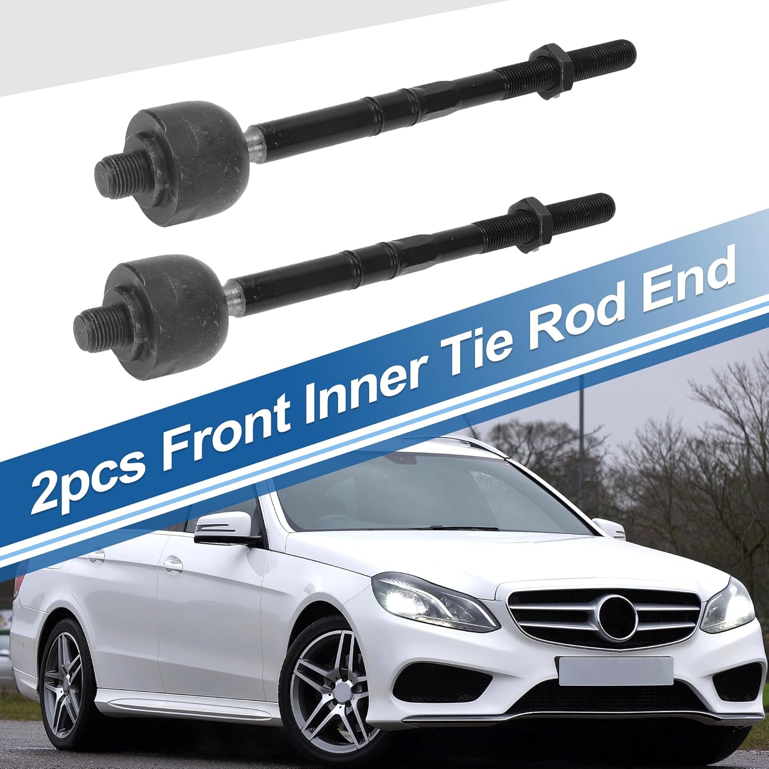 X AUTOHAUX 2pcs Front Inner Tie Rod Ends Kit Suspension Steering Tie Rod End for Mercedes-Benz E320 1998-2003 for Mercedes-Benz E430 2000-2002 Drag Link No.EV80969