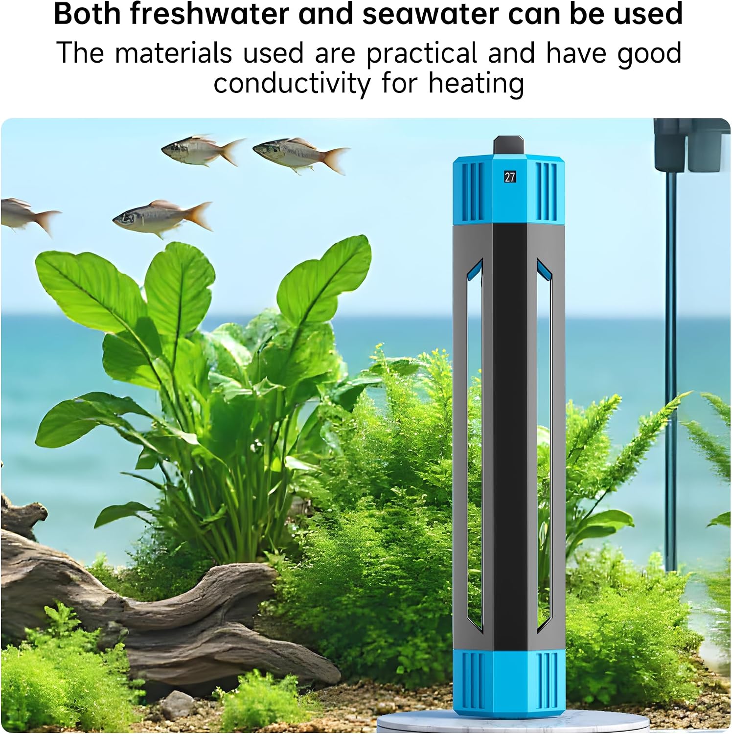 25W/50W/100W/300W/500W Aquarium Heater for Freshwater and Saltwater Fish Tank, Adjustable Submersible Aquarium Heater for 70-80 Gallon Fish Tank (500W)