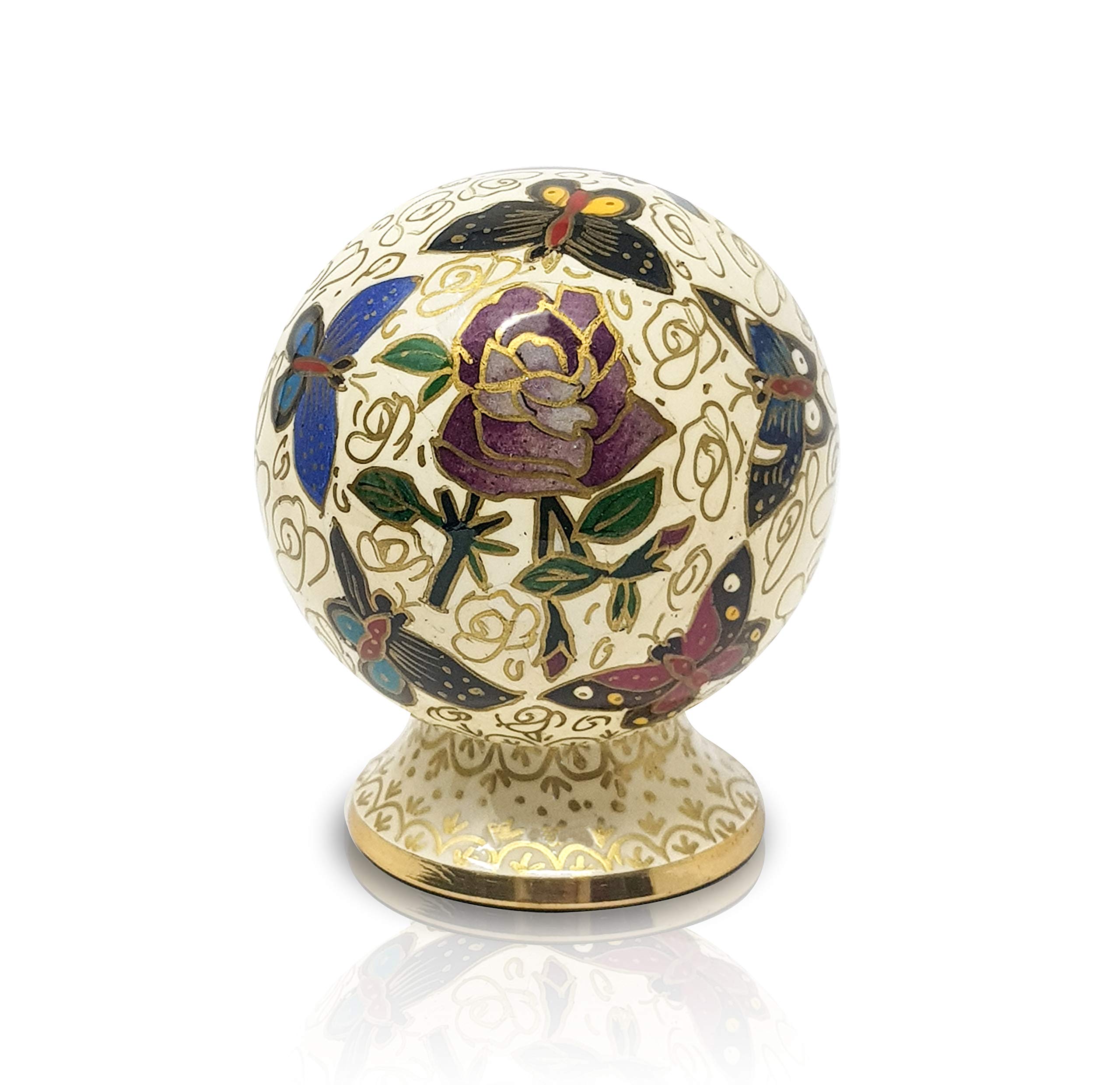 PRECIOUS HANDICRAFT Butterfly Theme Cremation Urns for Ashes Adult | Decorative Urns for Human Ashes Female & Male, White Metal Keepsake Urn with Secure Lid (White, Small 8.9 cm)