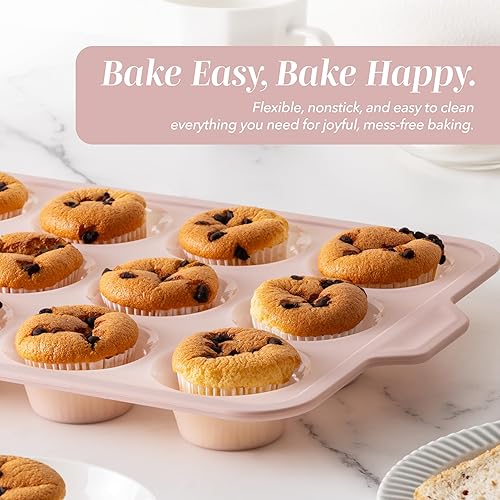 Miniatura 4 de COOK WITH COLOR Juego de moldes de silicona para hornear, antiadherentes y fáciles de limpiar, con marco de metal resistente para estabilidad,