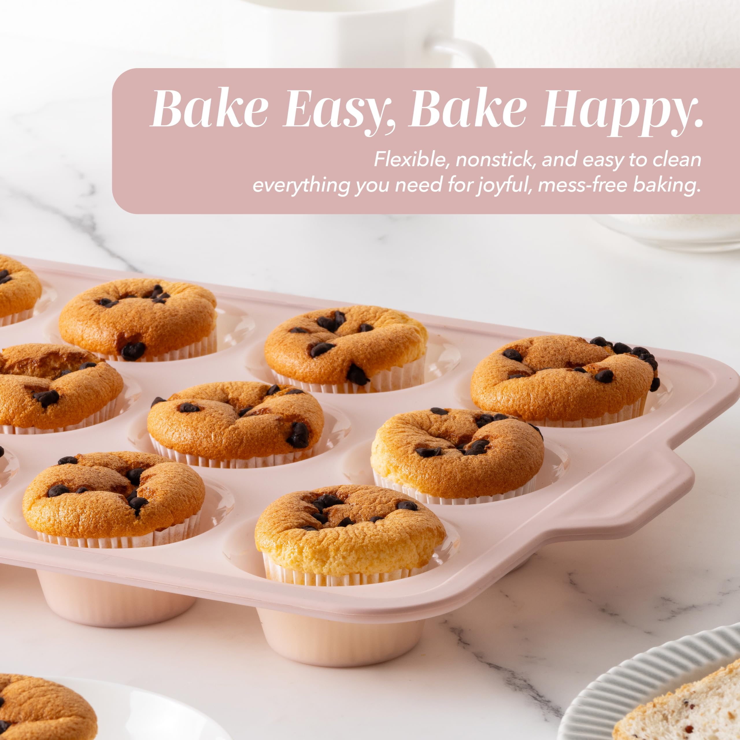 COOK WITH COLOR 17 Stück Silikon Backformen - Antihaftbeschichtung und leicht zu reinigende Silikon-Muffinpfannen zum Backen mit stabilem Metallrahmen für Stabilität, flexible Kuchenformen