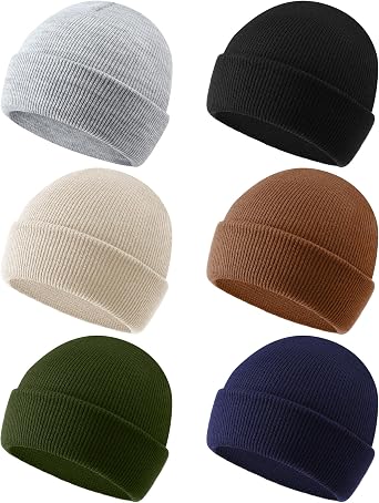 Liitrsh Pack of 6 Winter Baby Beanies Soft Warm Newborn Toddler Infant Cute Knit Baby Hats for Boys Girls Kids for Under 1 Year Old