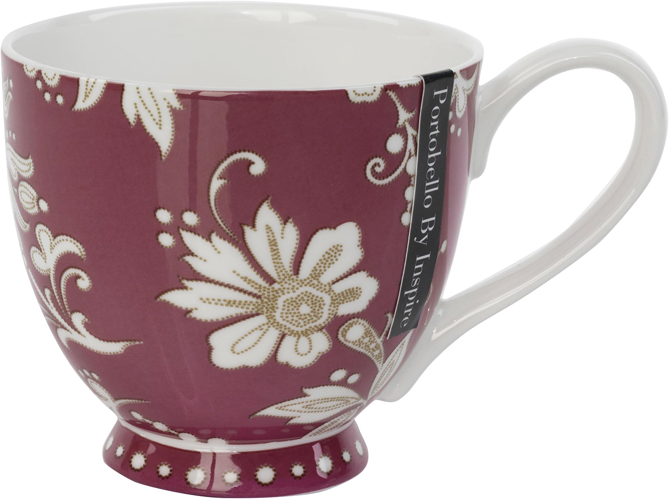Portobello Lexi Burgundy Footed FINE Bone China Mug