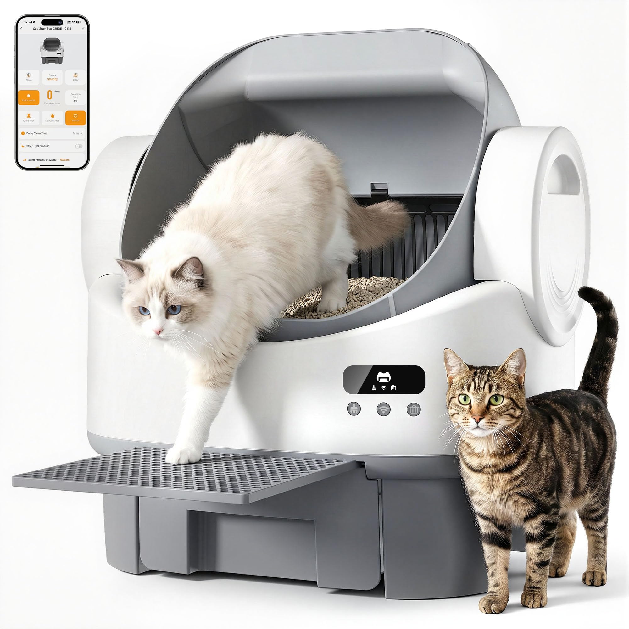 JUMMICO Automatisches Katzenklo, Selbstreinigend Mit Einklemmschutz & Sicherheitsfunktionen, APP-Steuerung, 12L Abfallbehälter (bis 15 Tage ohne Reinigung), Großraum Katzenroboter für Mehrkatzenhausha