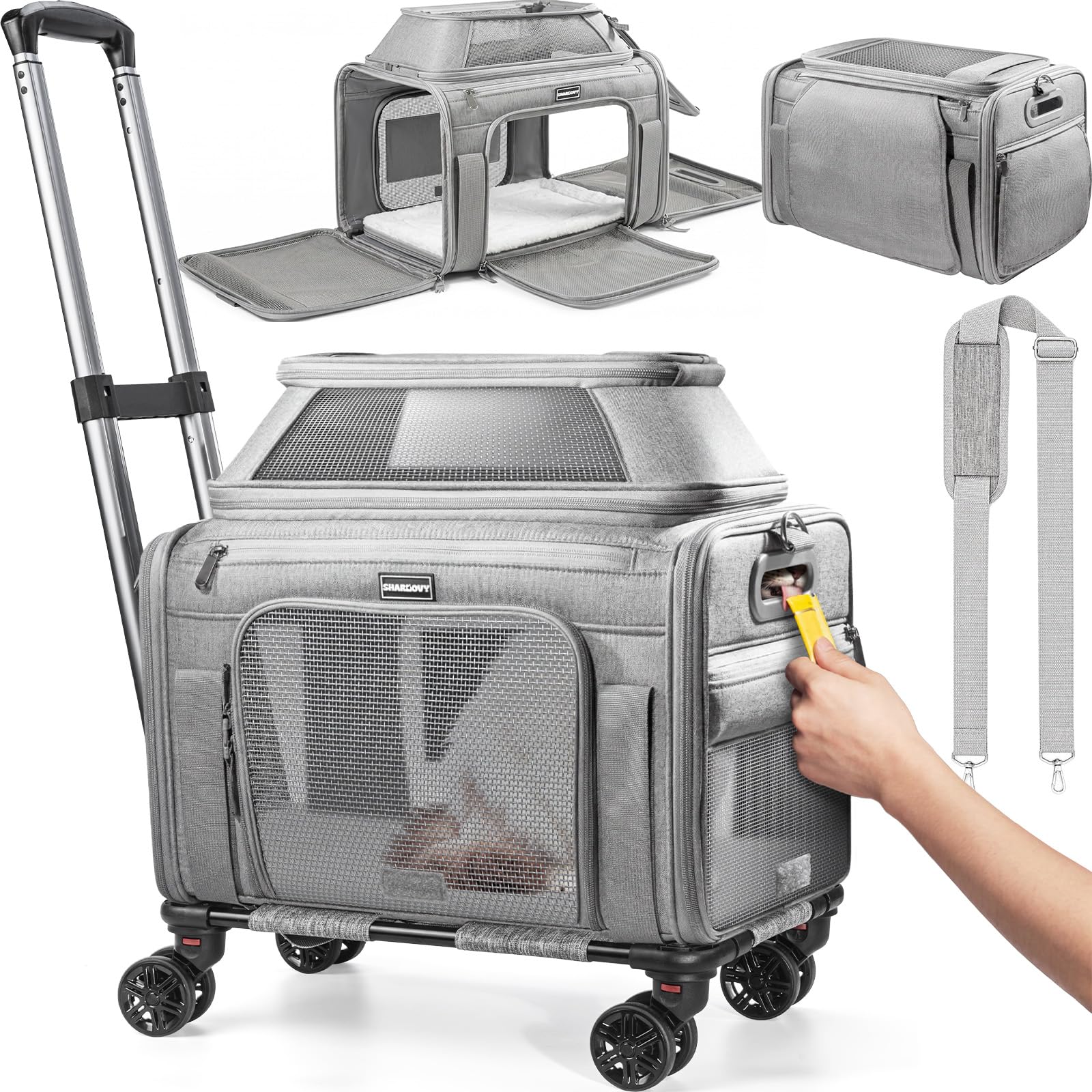 View 1 of ***no wheels**
SHARLOVY Top-Expandable Dog Carrier