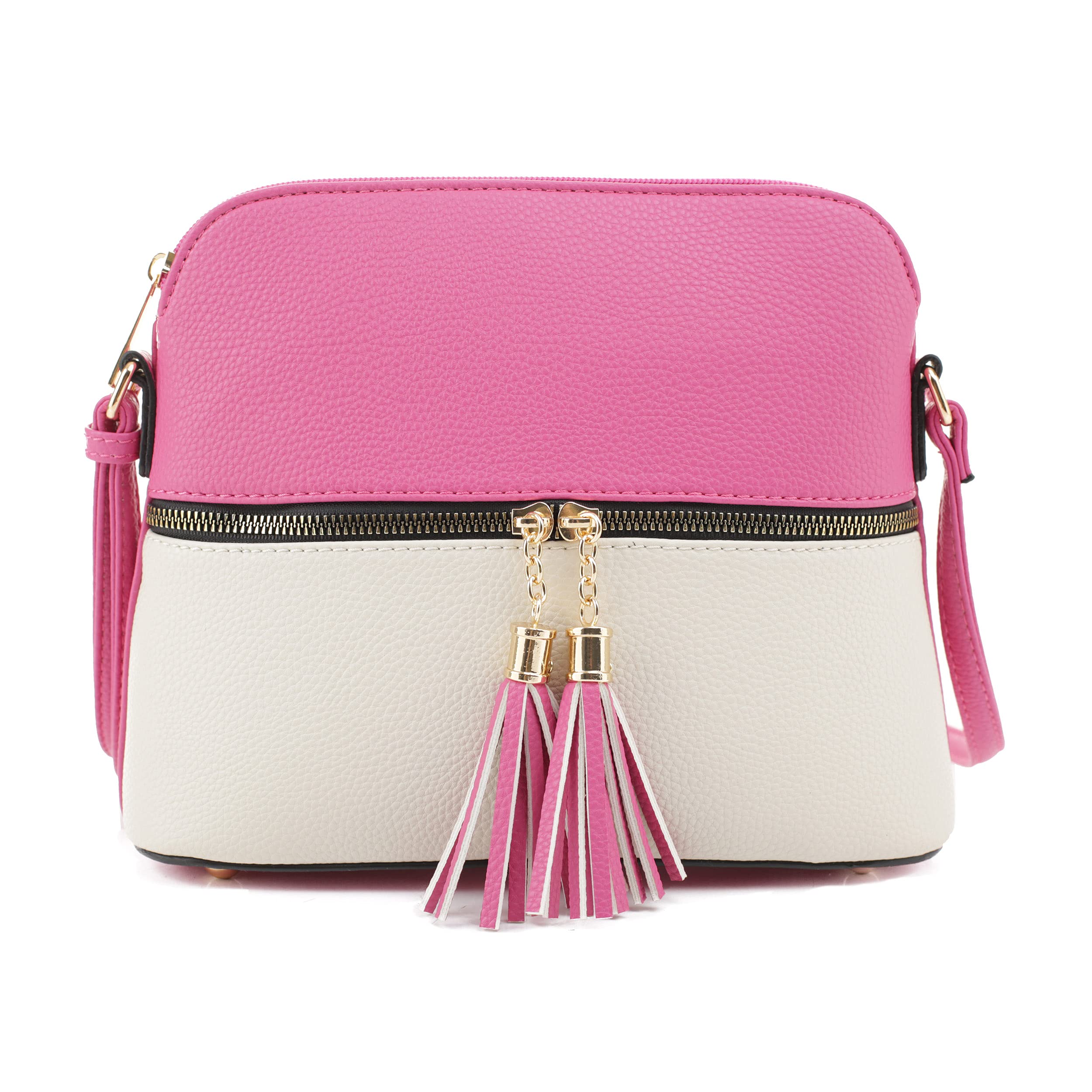 SG SUGU Lunar Lightweight Medium Dome Crossbody Bag Shoulder Bag with Tassel | Zipper Pocket | Adjustable Strap