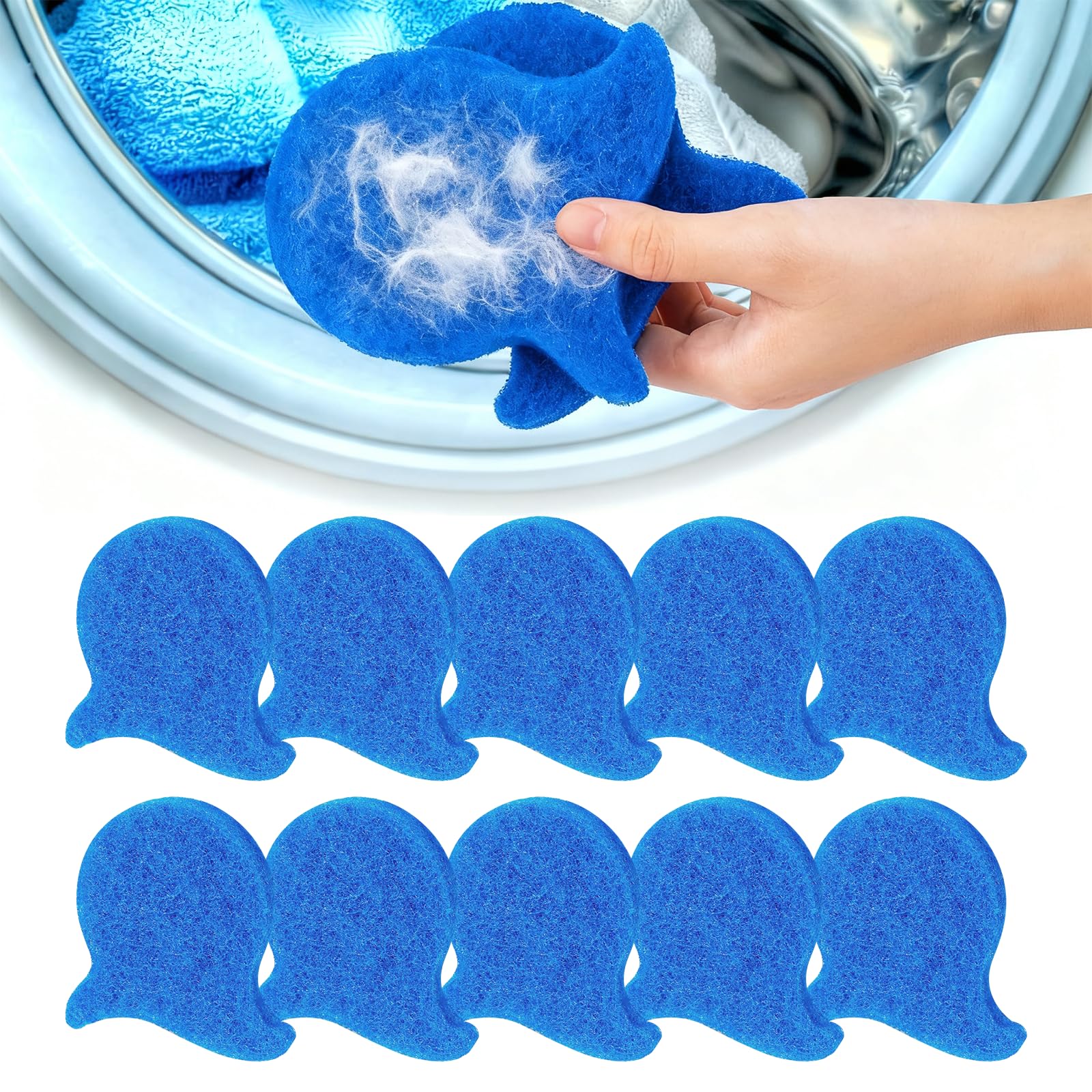 Boule anti poils machine a laver x10 en éponge haute densité pour textiles