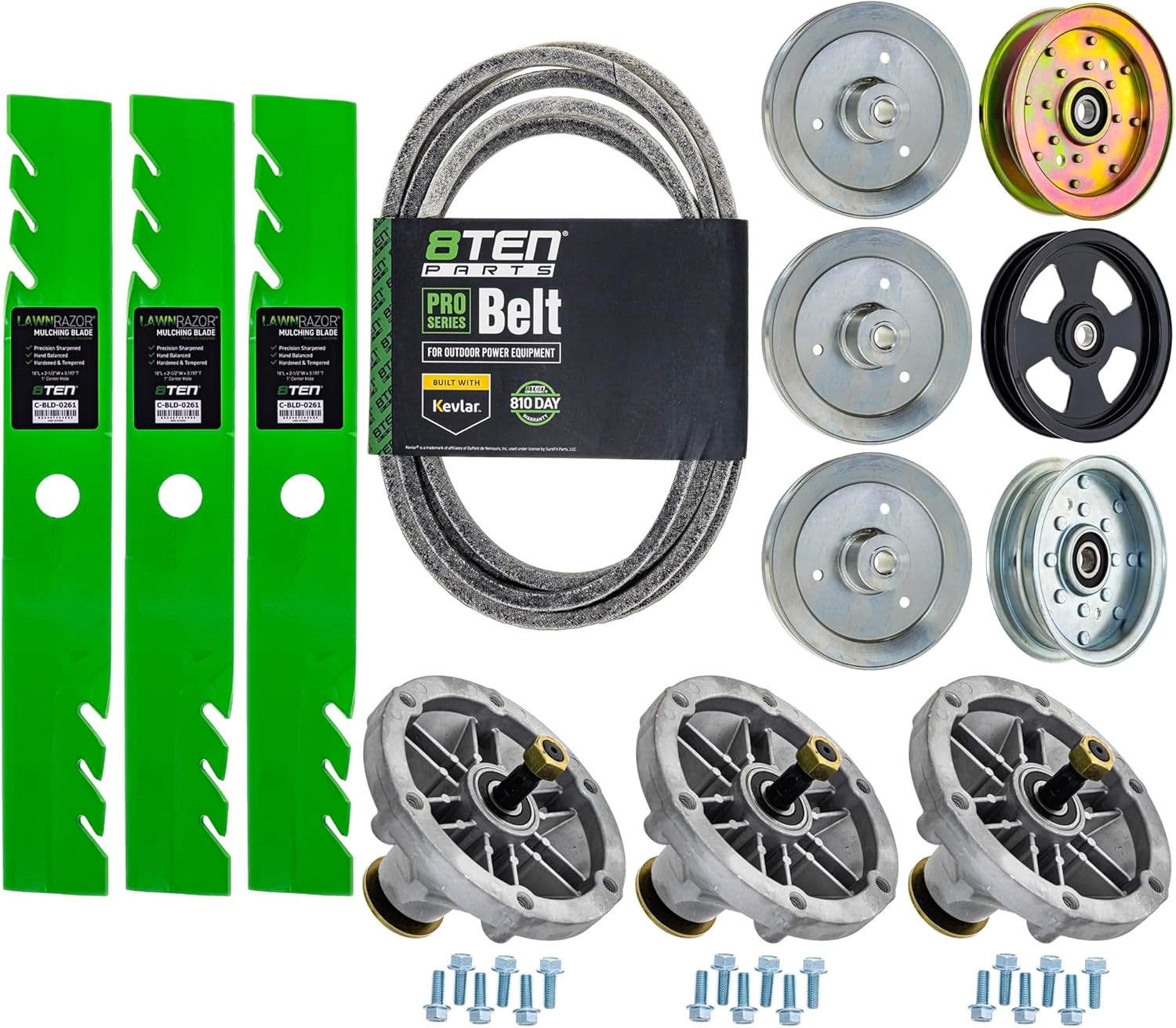 8TEN Deck Rebuild Kit Blade Spindle Belt Idler for Exmark Radius S-Series 52-Inch 116-5175-S 126-4630 116-5044 103-6397