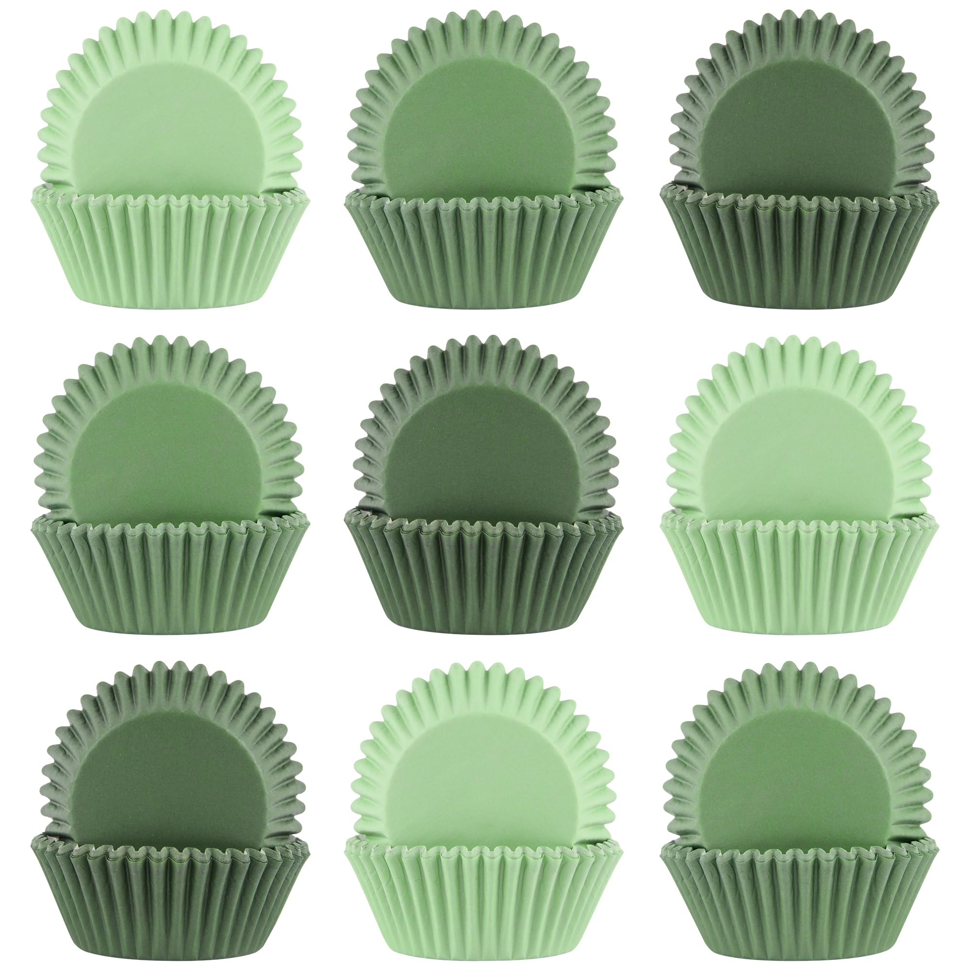 600 Pack Sage Green Cupcake Liners Dark Green Light Green Baking Cups Gradient Green Muffin Liners for Cupcake Wrappers Wedding Bridal Baby Shower Birthday Party