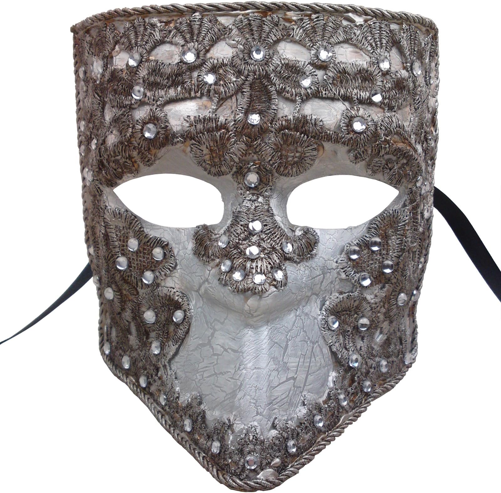 Nati Men's Bauta Masquerade Mask Lace Color Silver