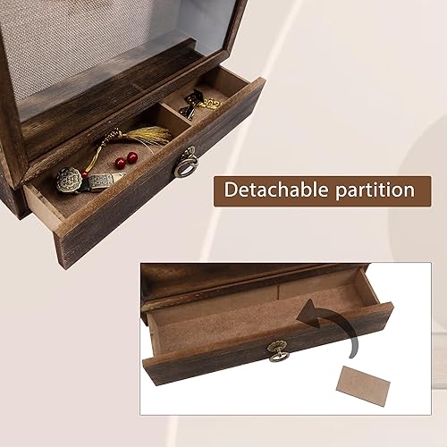 Miniatura 2 de FramePro Marco de caja de sombra profunda de 11 x 16 pulgadas con cajón y parte trasera de línea suave, vitrina de madera, caja de memoria de vidrio