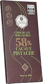 Chocolataria Gramado, Barra de Chocolate Meio Amargo 58% Cacau com Pistache, 100 g