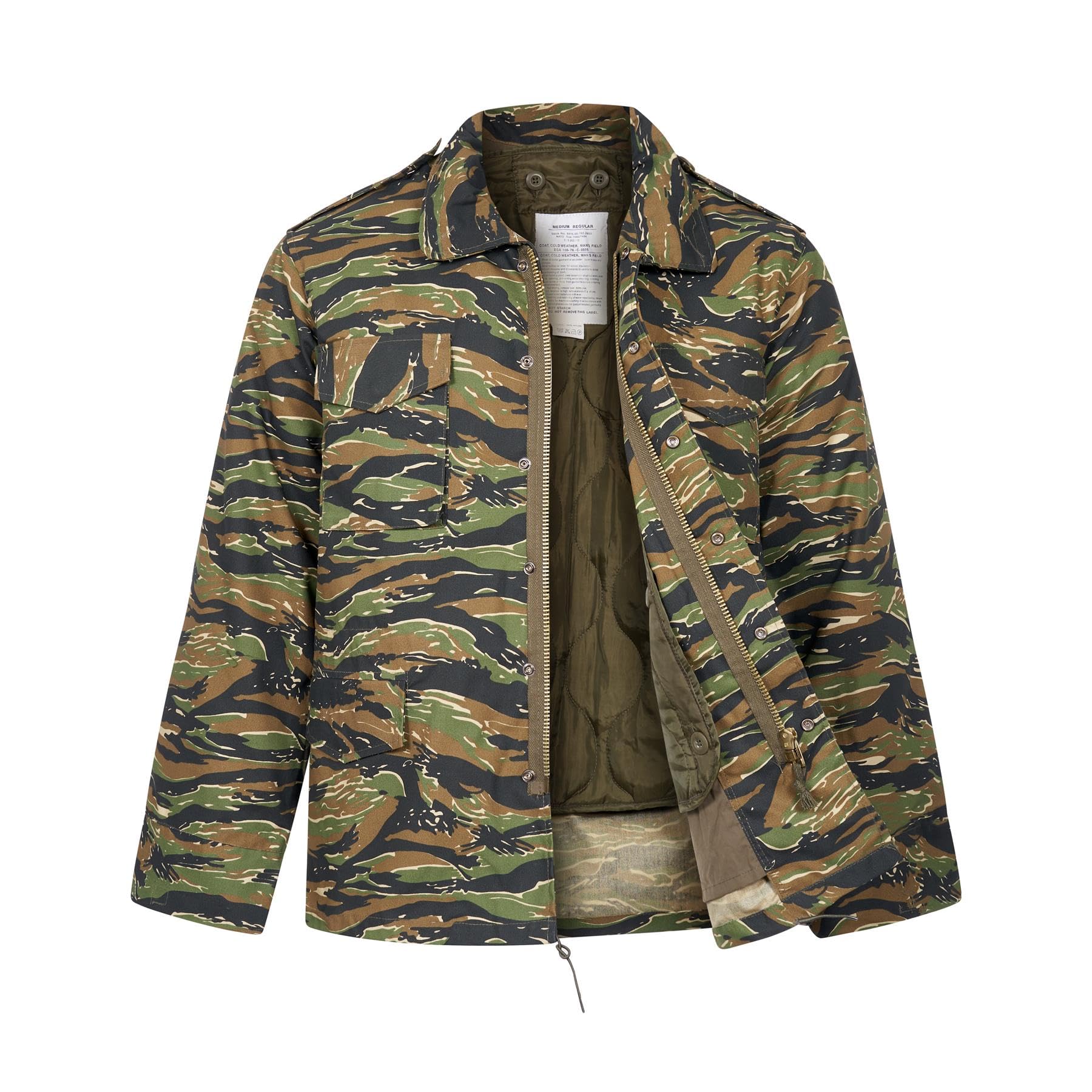 VINTIKA M65 Field Jacket Cold Weather Coat with Removable Liner [Tiger Stripe Camo,