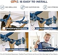 Vista 3 de Set de gimnasio en puerta interior Gym1 - columpio sensorial y anillos de agarre - Barra de tracción ajustable para marco de puerta para niños