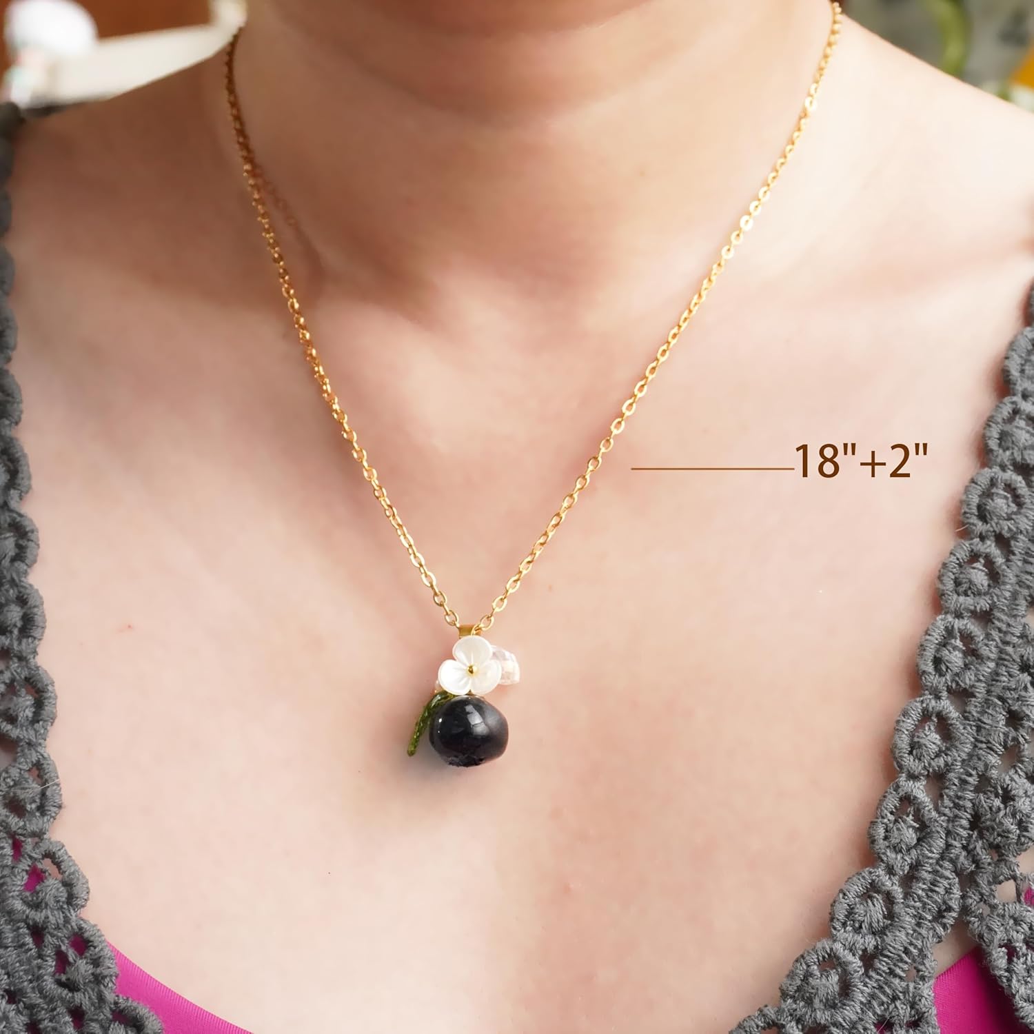 Handmade Blueberry Strawberry- Cute Fruit - Shaped Pendant Necklace - Exquisitely cute, perfect choice for nature lovers. hypoallergenic stainless steel.birthday gift for women.