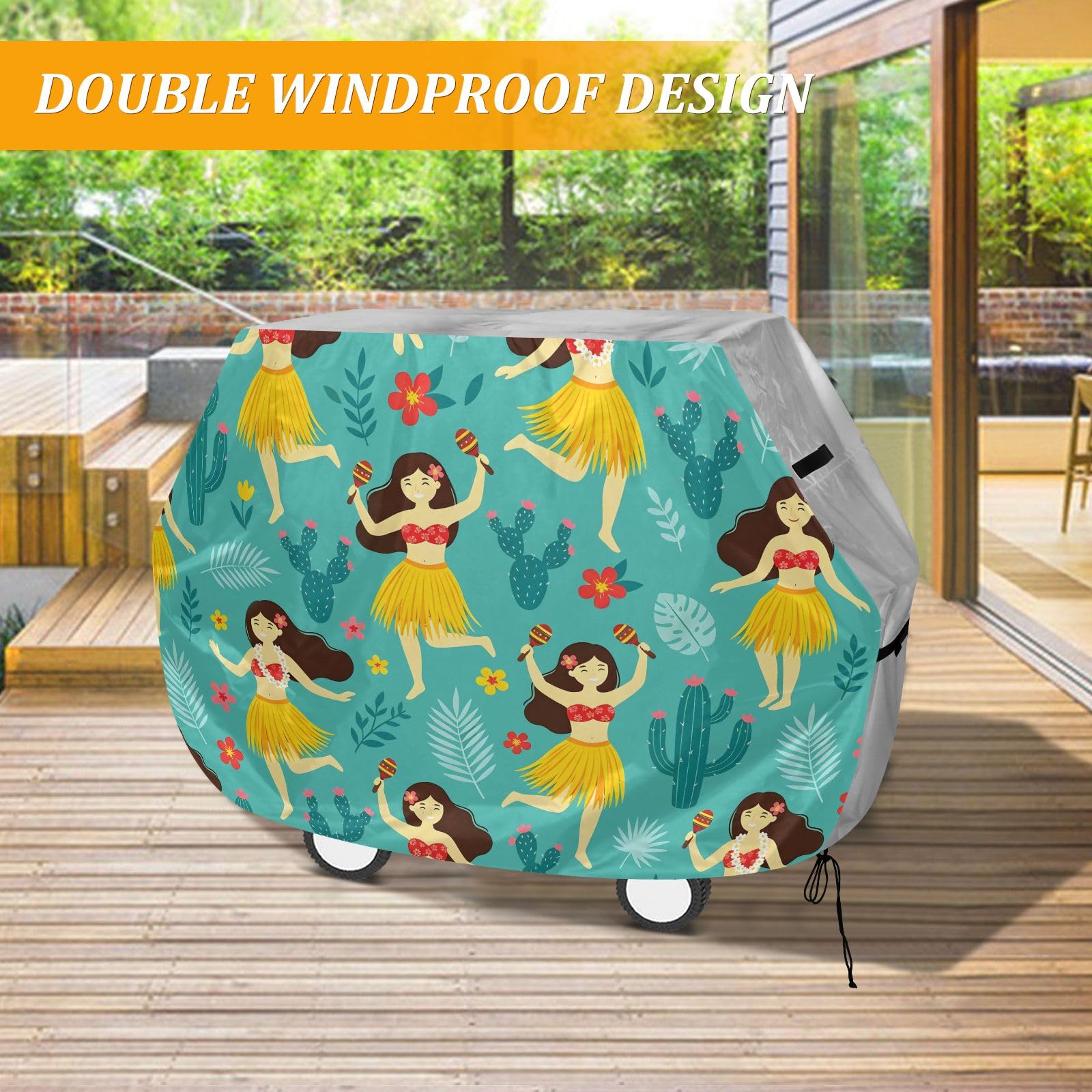 Copertura per barbecue hawaiana Hula Dance impermeabile resistente per barbecue all'aperto