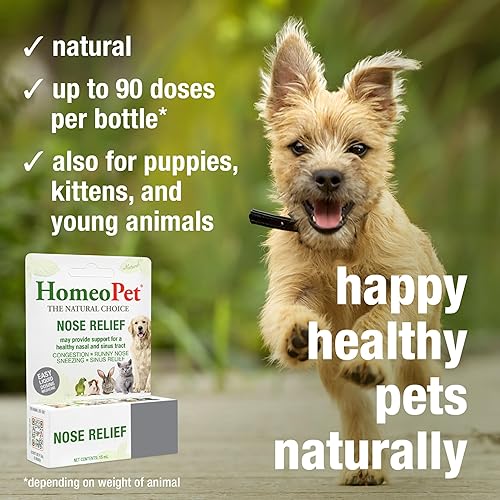 Miniatura 4 de HomeoPet Alivio de la nariz, suplemento sinusal seguro y natural para gatos, perros y otros animales pequeños, 0.5 fl oz