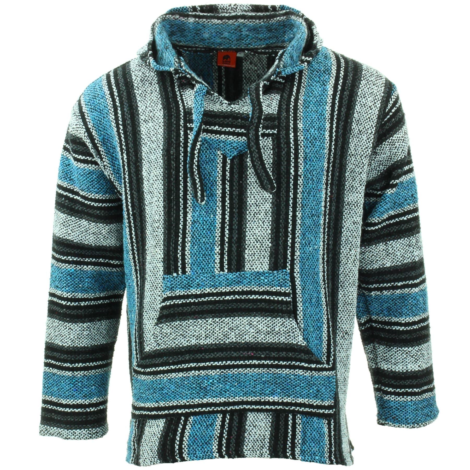 LOUDelephant Recycled Mexican Baja Jerga Hoody - Blue Grey (Medium)