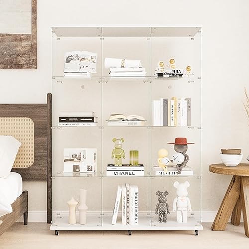 Miniatura 1 de Beauty4U Gabinete de cristal de una puerta, gabinetes de curiosidad blancos para sala de estar, dormitorio, oficina, exhibición de colección,