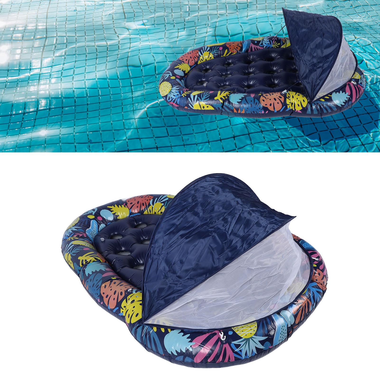 Yosoo Health Gear Pływaki Basenowe 3 w 1, Pływaki Basenowe dla Dorosłych z PCV ze zdejmowaną osłoną przeciwsłoneczną i Uchwytem na Kubek, 72,83 X 47,2 Cala Pływak Przy Basenie na imprezę Nad Jeziorem