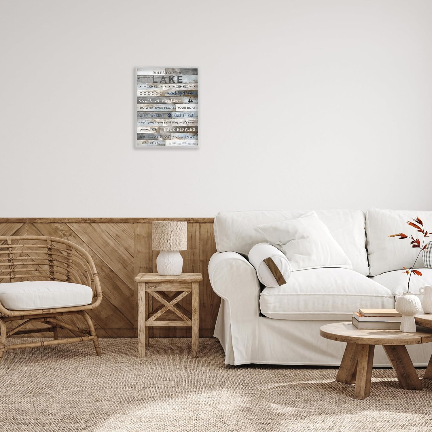 Stupell Industries Advice from The Lake List Rustic Plank Pattern, Designed by Natalie Carpentieri Gray Framed Wall Art, 16 x 20, Brown