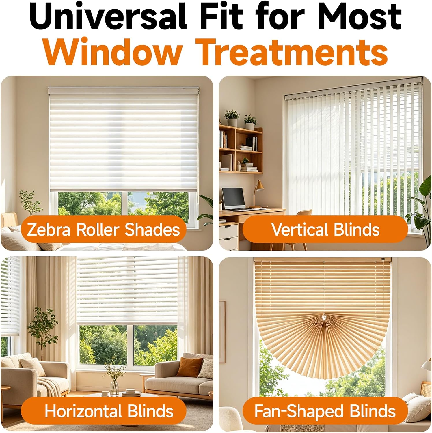 4 Pack Universal Shade Blind Cord Tension Device for Window Blinds – Compatible with Hunter Douglas, Levolor, Graber & More, Window Blind Cord Holder for Traversing Panels