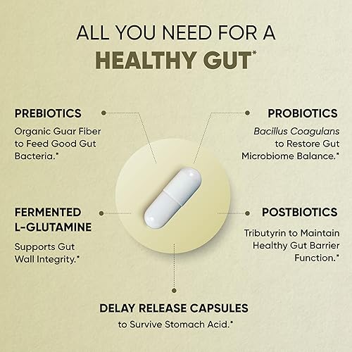 Miniatura 6 de Sandhu's Salud intestinal - Prebióticos, probióticos, postbióticos y L-glutamina | Salud digestiva, colon, suplementos probióticos totales | 120