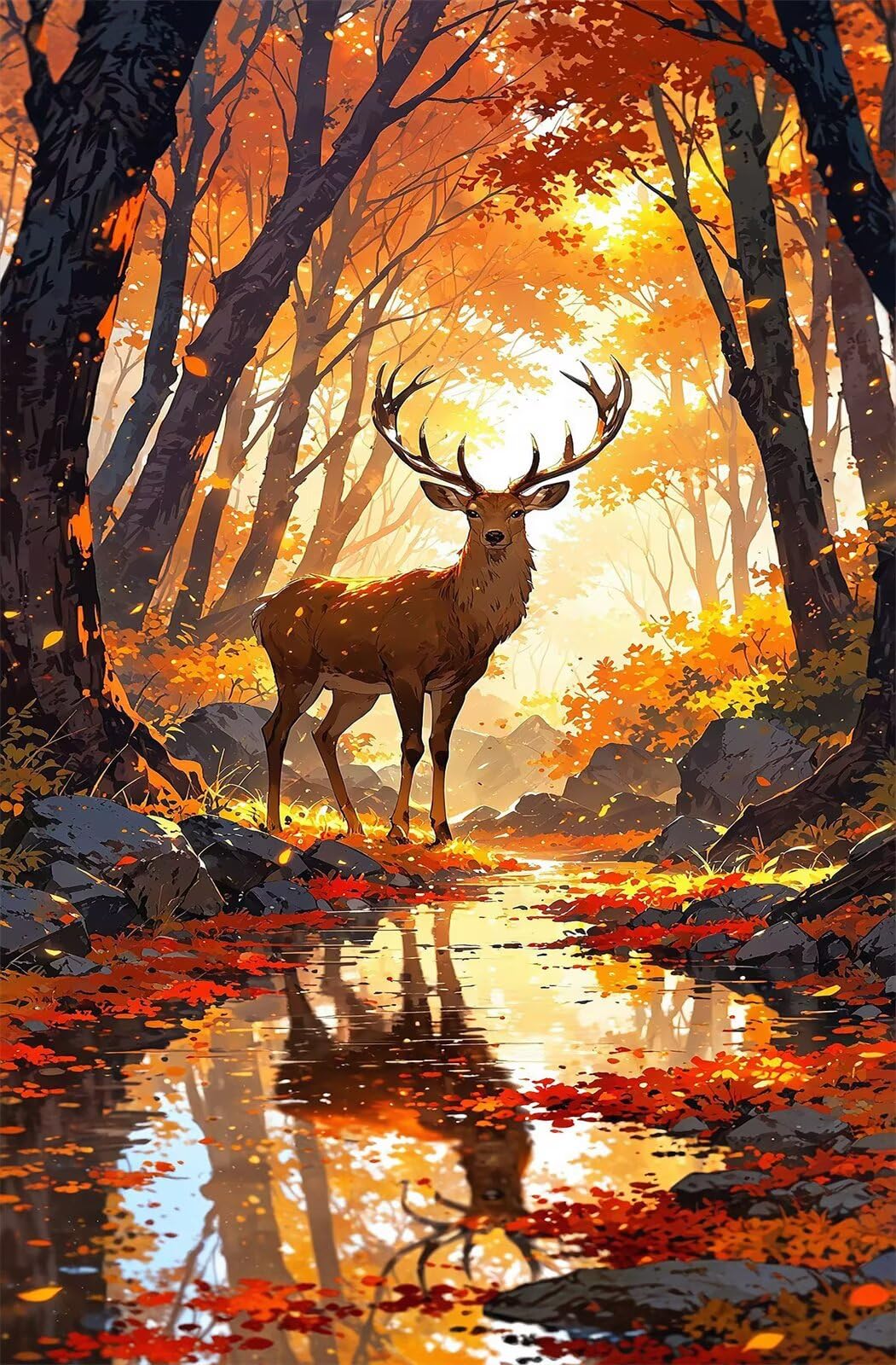 Puzzle 1200 Pezzi Animali Giungla Cervo Puzzle per Adulti, Difficile e Sfidante con Poster Idea Regalo per Appassionati Puzzle Classici