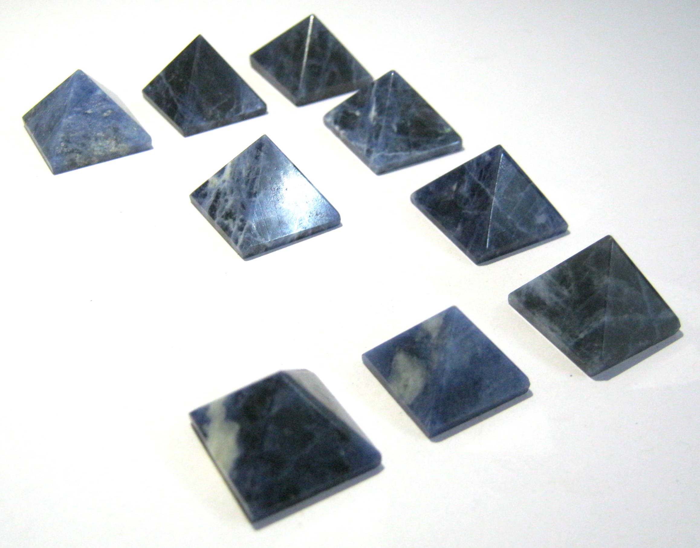 CRYSTALMIRACLEExcellent Set of Nine Sodalite Mini Pyramids Crystal Healing Reiki Feng Shui Gift Gemstone Wellness Positive Energy Meditation