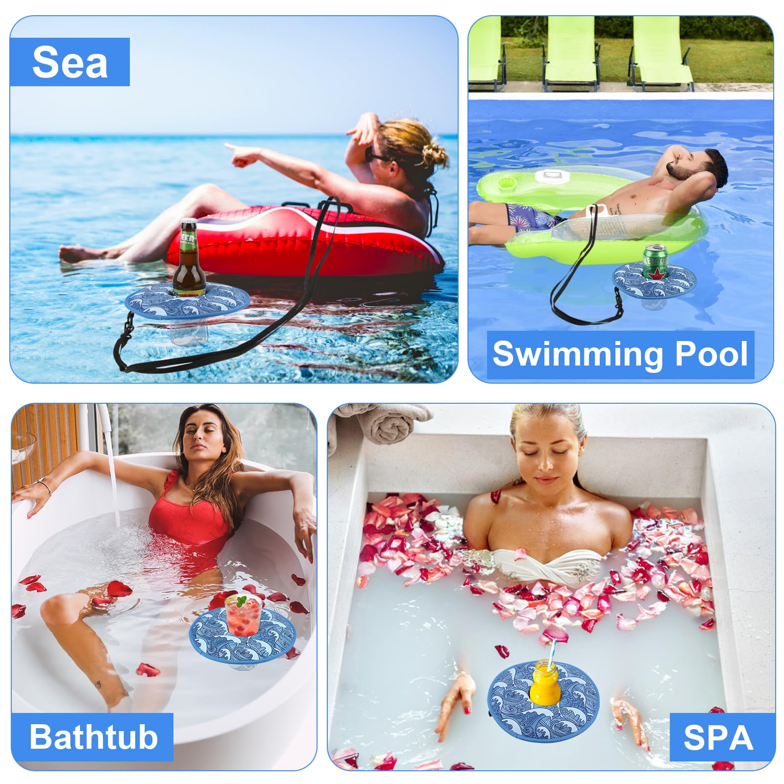 Bandeja Flotante para Piscina Neopreno Soporte Bebidas Latas Cerveza Flotadores Pool Float Posavasos Piscina Mesa Portavasos Accesorios para Adulto Fiestas de Piscina de Verano
