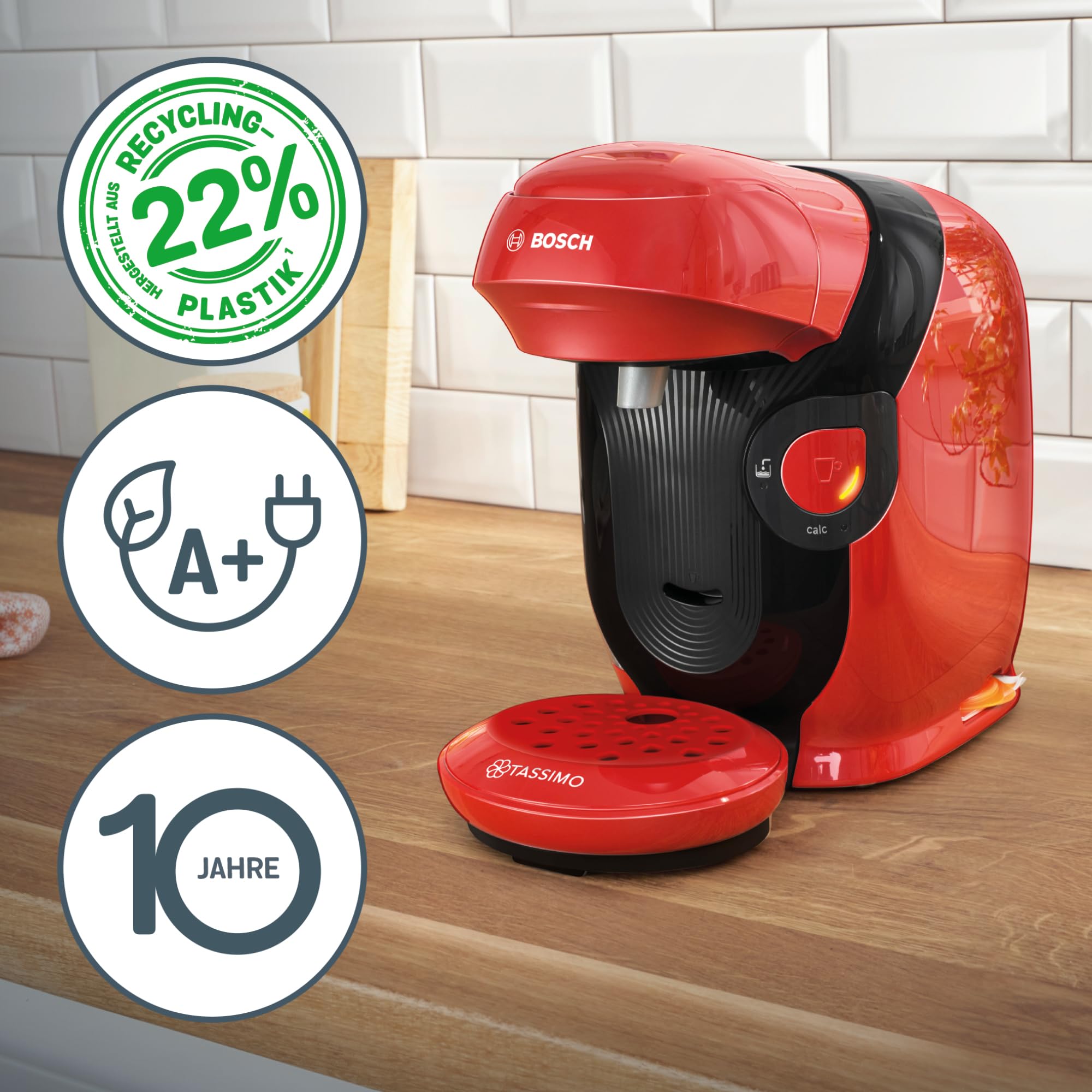 Bosch Tassimo Style TAS113E Kapselmaschine, 1400 W, rot, über 70 Getränke