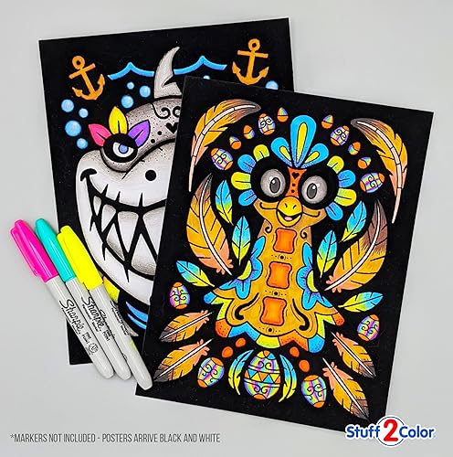Miniatura 5 de Stuff2Color Paquete de 18 pósteres de terciopelo mullido para colorear (sonrisas de animales), artes y manualidades para niñas y niños, ideal para