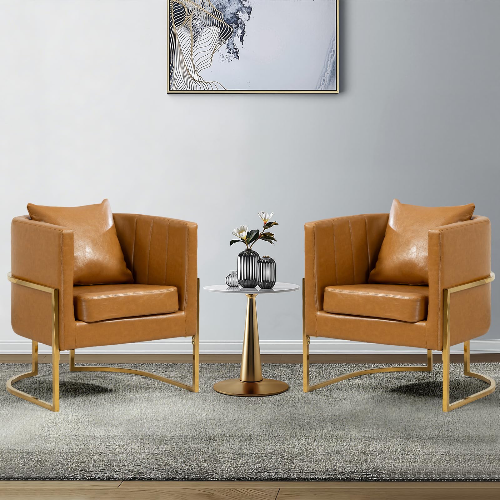 Newnno Leather Accent Chairs Set of 2