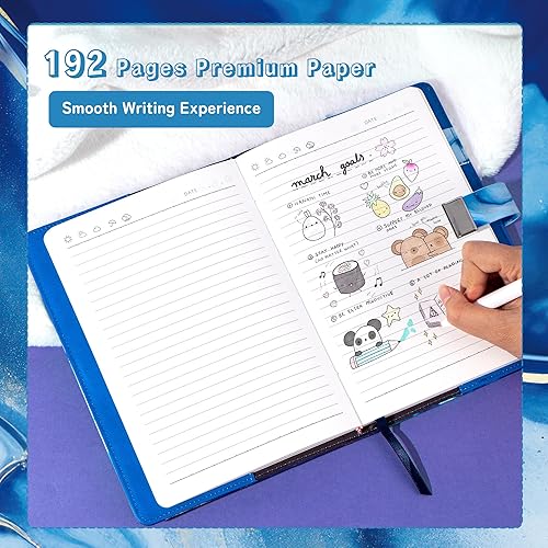 Vista 98 de CAGIE Diario con candado para niñas, A5 con contraseña rellenable, con forro, diario bloqueado, lindo regalo de Navidad y cumpleaños para niñas