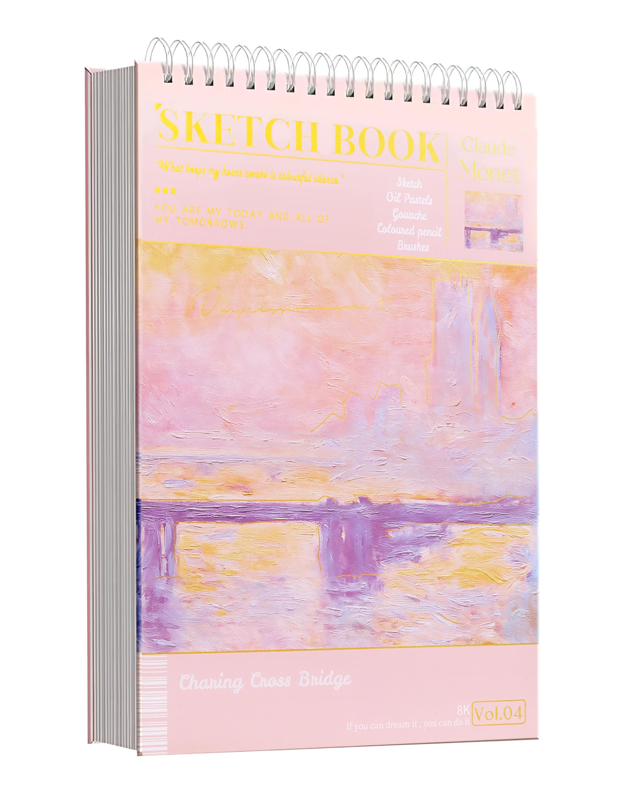 Toyshine A4 Size Thickened Loose-Leaf Artist Sketchbook with Hand-Painted Hard Cover for Painting | Drawing | Art & Craft Work (60 Sheets) Pink-image-6