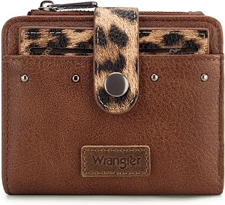 Montana West X Wrangler Small Womens Wallet Leopard Print Women's Wallets, Card Cases & Money Organizers Small Bifold Card Wallet with Removable ID Window