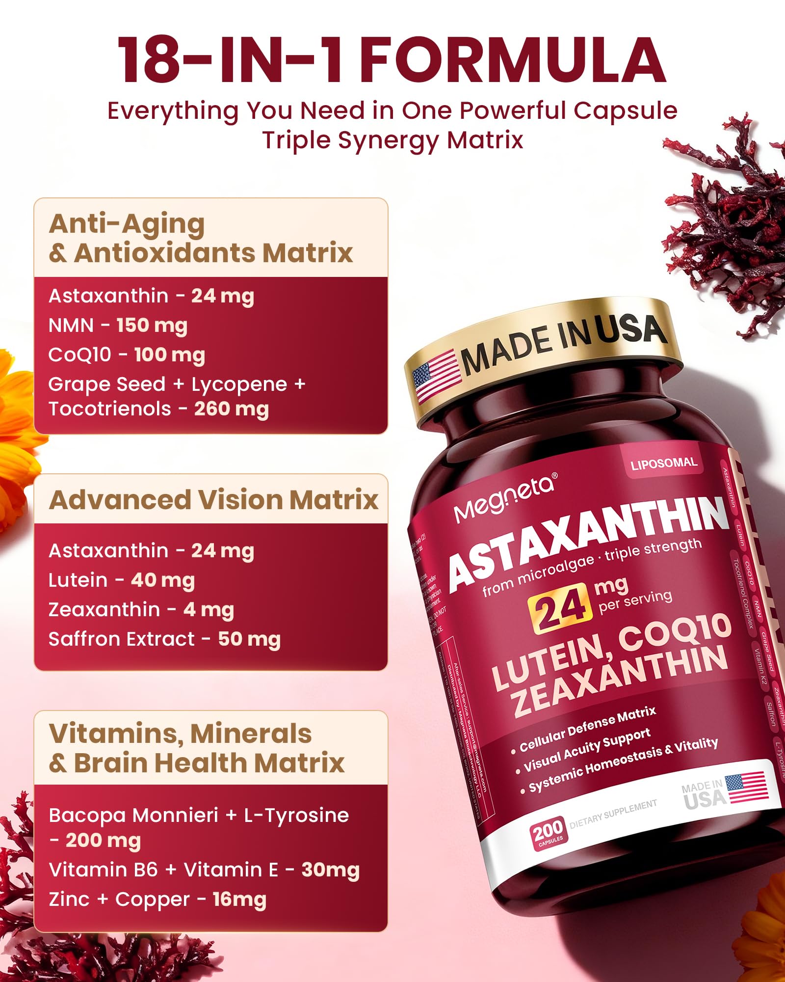 18-In-1 Astaxanthin 24mg Supplements ,Triple Strength Antioxidant Formula — Amazon image 8