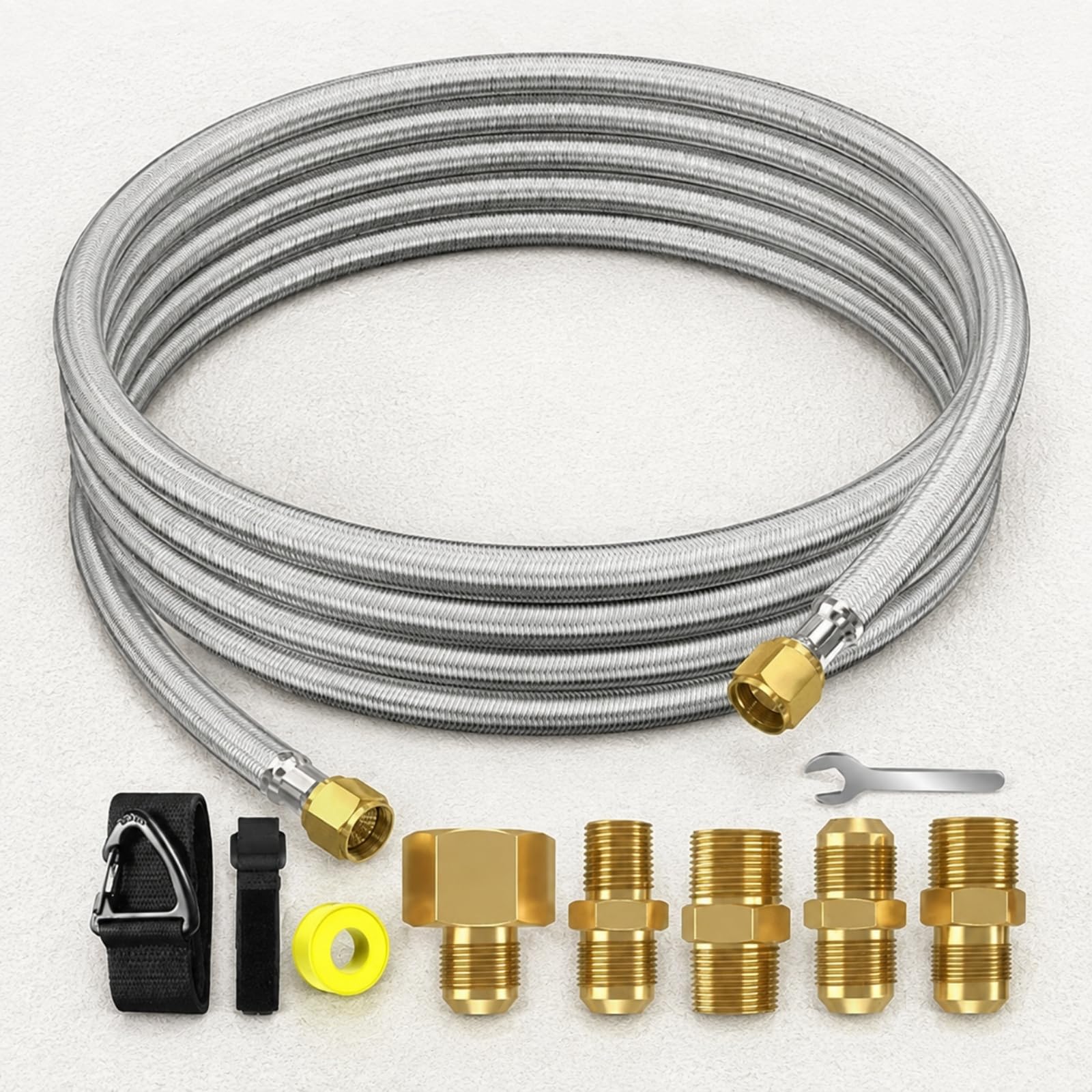 Tubo Del Gas con Raccordi in Ottone Flessibile Tubo Propano con Raccordi in Ottone Durevole per Cottura All'aperto, Campeggio, Veicoli Ricreazionali, 12FT