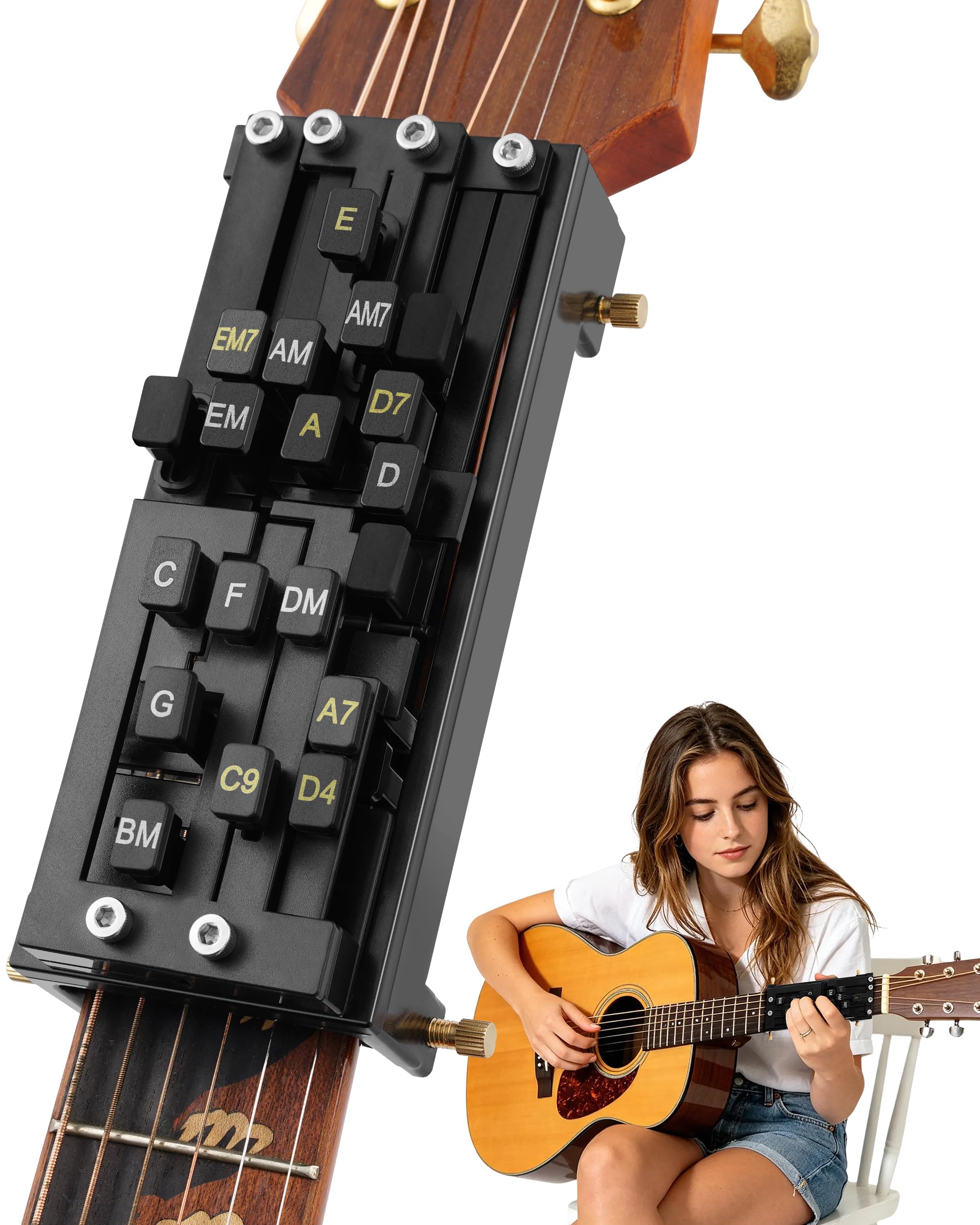 Guitar Chord Presser, Guitar Chords Trainer for Beginners and Arthritis Player, From Pain to Play - The Arthritis-Friendly Chord Tool, No More Sore Fingers - Chord Helper for Beginners