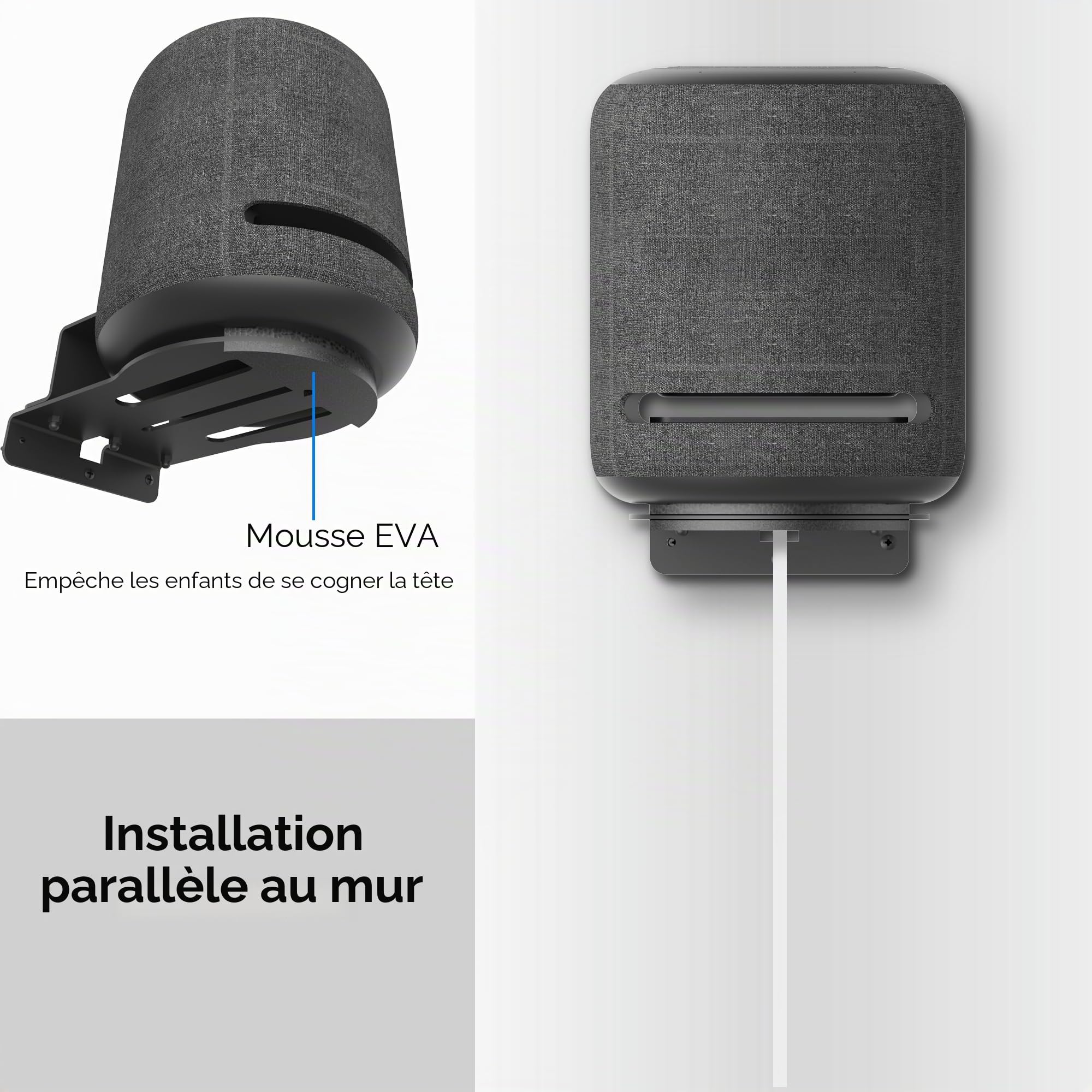 Support mural compatible avec Echo Studio et toutes les enceintes de taille appropriée tels que Sonos Era 100 et TREBLAB HD-360