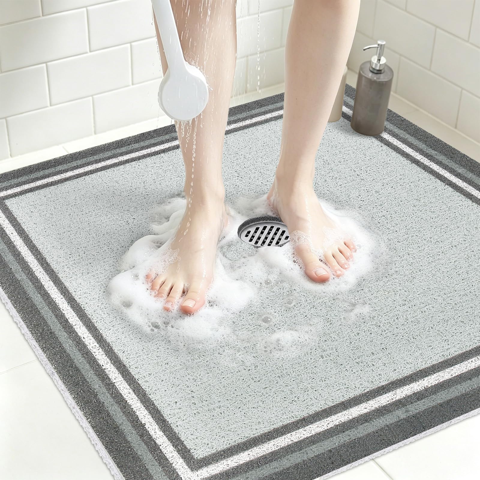 Shower Mat Non Slip : Square Shower Mats for Inside Shower - Loofah Shower Mat for Elderly- Anti Mould Bath Mat for Inside Bath - Anti Slip Shower Mat Quick Dry Shower Mat Shower Tray Mat