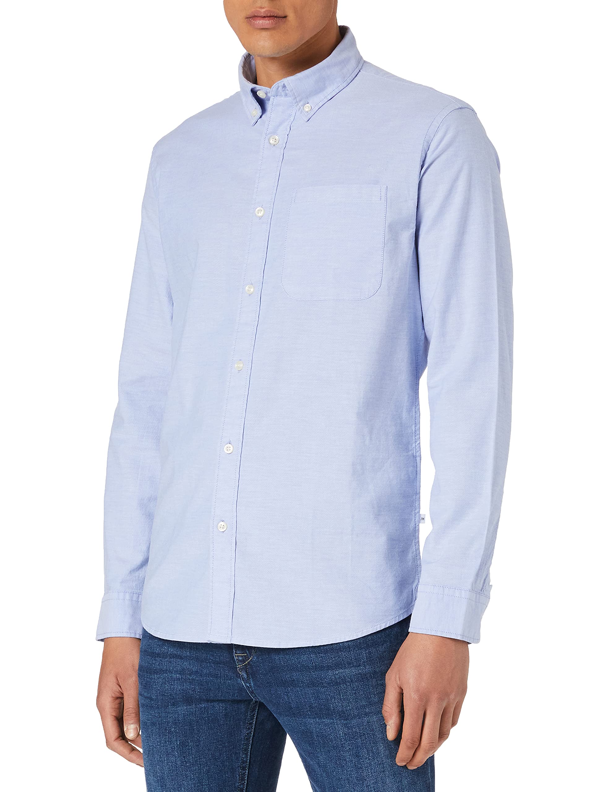 SELECTED HOMME Men's Oxford Shirt, Light Blue, L