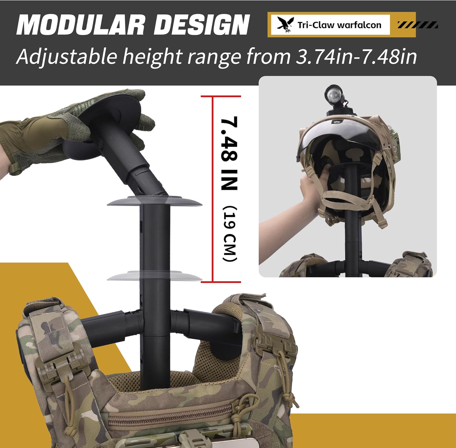 Body Armor Stand, Tabletop Tactical Gear Stand Helmet Vest Belt Display Rack, Adjustable Free-Standing Organizer for Tactical Gear and Police Duty Gear