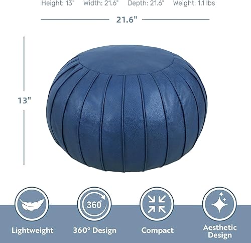 Miniatura 17 de Thgonwid - Reposapiés de gamuza sintética hecho a mano con puf otomano de 23 x 14 in, reposapiés redondo para sala, dormitorio y debajo de la mesa,