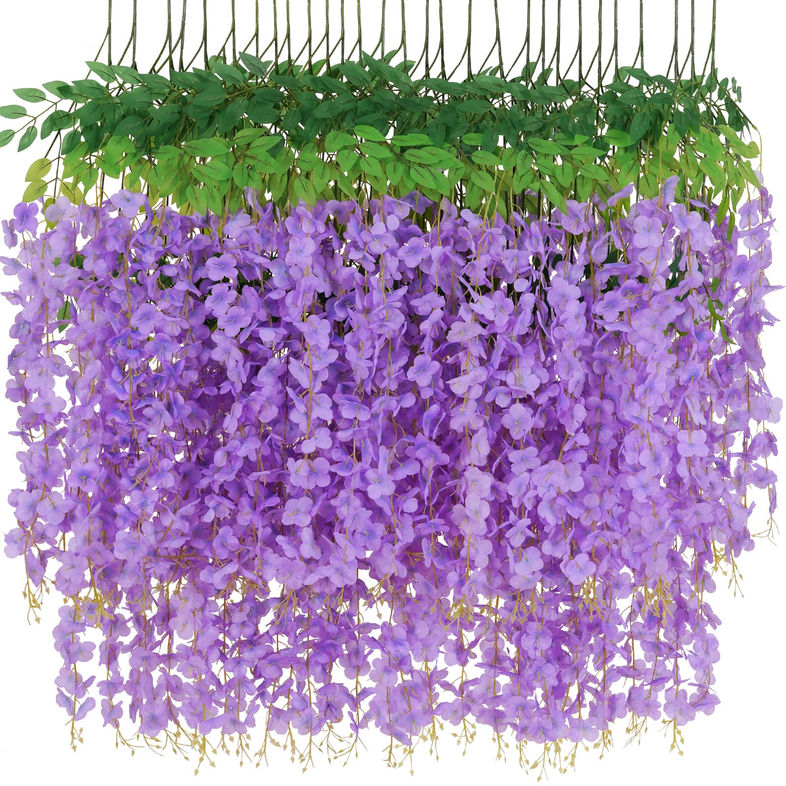 花（ハンドメイド、籐） Amazon｜藤ハンギングフラワー、24個パック フェイクフラワー